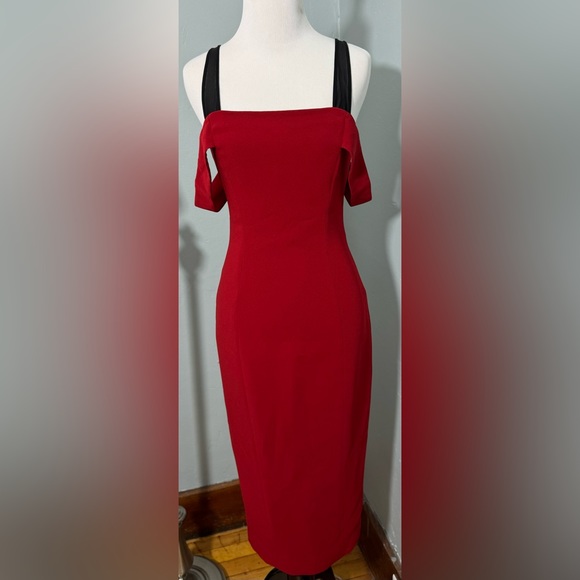 Cinq a Sept Rust Nova Midi Dress Back Slit Celebrity Favorite - Picture 2 of 5